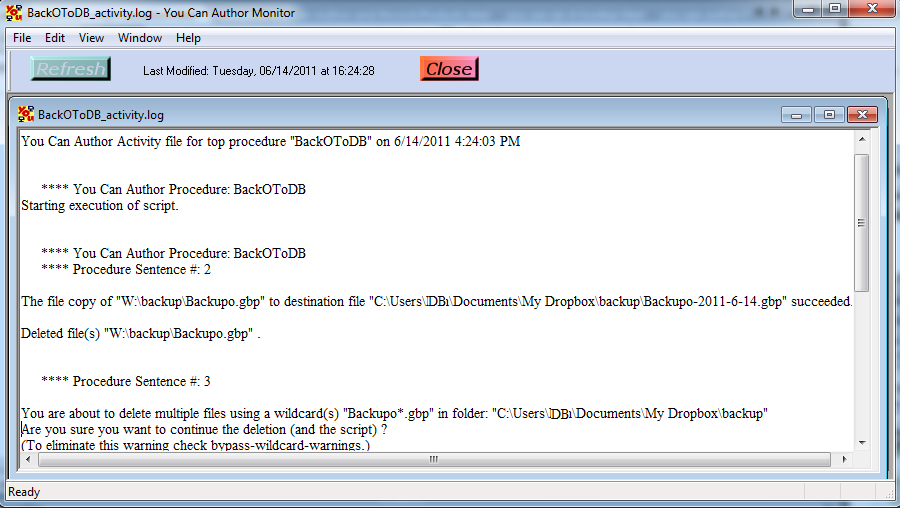 Monitor screenshot of running script - better than creating bat file